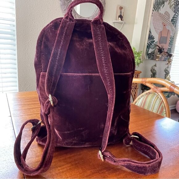 NWOT Aimee Kestenberg Velvet Backpack in Rich Brown With Gold Tone Hardware